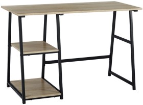 Dyson-Trestle-Shelf-1100mm-Desk-Oak-Black on sale