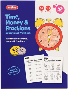 Kadink+Workbook+48+Pages+Time%2C+Money+%26amp%3B+Fractions