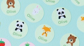 Woodland-Animals-Round-Name-Labels-30pk on sale