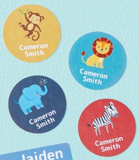 Zoo+Animals+Round+Name+Labels+30pk