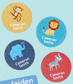 Zoo-Animals-Round-Name-Labels-30pk on sale