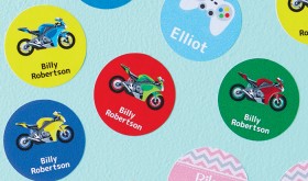 Motorbike-Round-Name-Labels-30pk on sale
