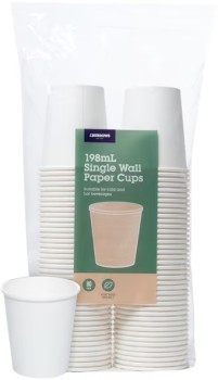 J.+Burrows+Lined+Single+Wall+Paper+Cups+80+Pack+198mL