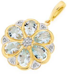 9ct-Gold-Aquamarine-Diamond-Enhancer-Pendant on sale