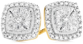 9ct-Gold-Diamond-Cushion-Stud-Earrings on sale