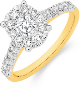 18ct-Gold-Diamond-Oval-Cluster-Ring on sale