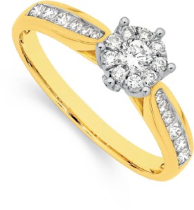 9ct-Gold-Diamond-Cluster-Ring on sale