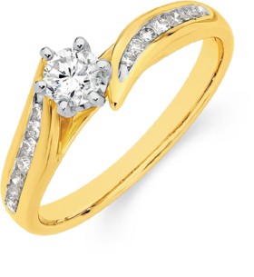 9ct-Gold-Diamond-Shoulder-Solitaire-Ring on sale