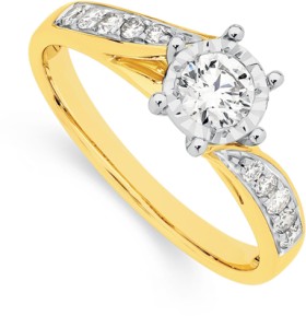 9ct-Gold-Diamond-Swirl-Engagement-Ring on sale