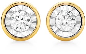 9ct-Gold-Two-Tone-Diamond-Bezel-Set-Stud-Earrings on sale