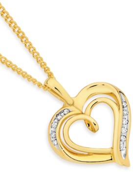 9ct-Gold-Diamond-Open-Double-Heart-Pendant on sale