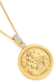 9ct-Gold-Diamond-Half-Sovereign-Pendant on sale