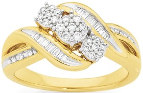 9ct-Gold-Diamond-Trilogy-Swirl-Ring on sale