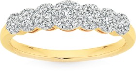 9ct-Gold-Diamond-7-Cluster-Ring on sale