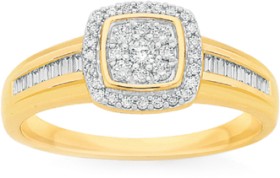 9ct-Gold-Diamond-Cushion-Shoulder-Set-Ring on sale