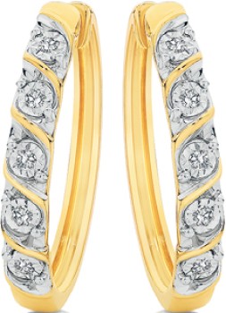 9ct-Gold-Diamond-Miracle-Set-Twist-Huggie-Earrings on sale