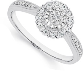 9ct-White-Gold-Diamond-Round-Cluster-Ring on sale