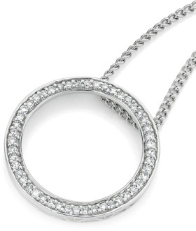 9ct-White-Gold-Diamond-Circle-Pendant on sale