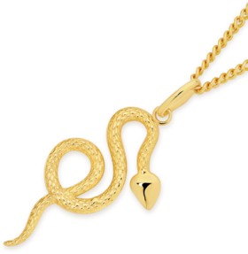 9ct-Gold-Patterned-Snake-Pendant on sale