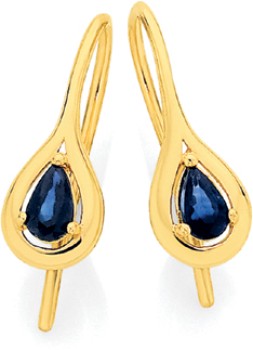9ct-Gold-Natural-Sapphire-Drop-Earrings on sale