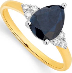 9ct-Gold-Sapphire-Diamond-Pear-Shape-Ring on sale