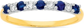 9ct-Gold-Two-Tone-Natural-Sapphire-Diamond-Band on sale