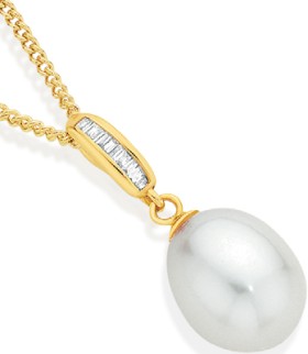 9ct-Gold-Cultured-Fresh-Water-Pearl-Diamond-Pendant on sale