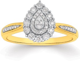 9ct-Gold-Two-Tone-Diamond-Pear-Ring on sale