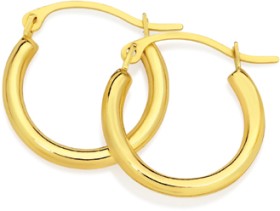 9ct-Gold-2x12mm-Polished-Hoop-Earrings on sale