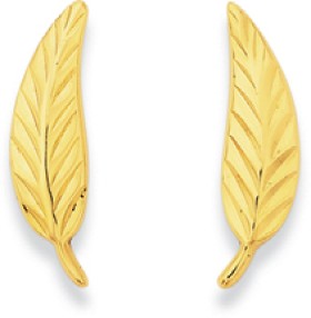 9ct-Gold-Diamond-Cut-Leaf-Stud-Earrings on sale