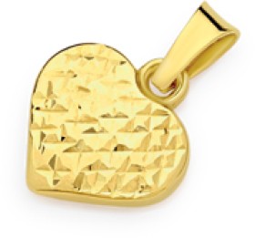 9ct-Gold-10mm-Doubel-Sided-Diamond-Cut-Heart-Pendant on sale