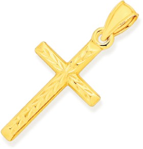 9ct-Gold-Diamond-Cut-Cross-Pendant on sale