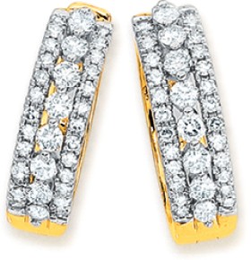 9ct-Gold-Diamond-Three-Row-Huggie-Earrings on sale