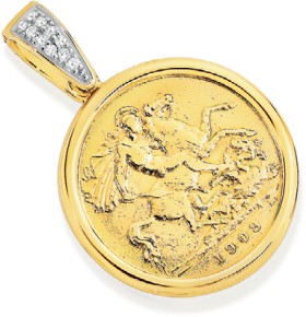 9ct-Gold-22ct-Half-Sovereign-Diamond-Pendant on sale