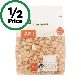 Woolworths Roasted & Unsalted or Salted Cashews 750g – Mix of Local and Imported Product