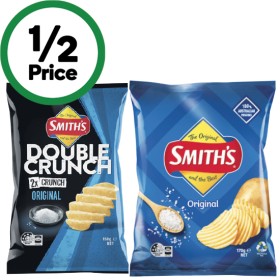 Smith's Crinkle Cut Potato Chips 150-170g or Smith's Double Crunch Potato Chips 150g