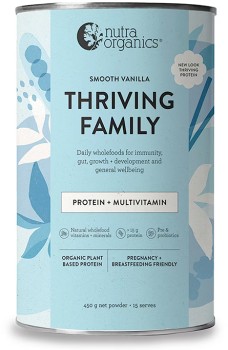 Nutra-Organics-Thriving-Family-Protein-Smooth-Vanilla-450g on sale