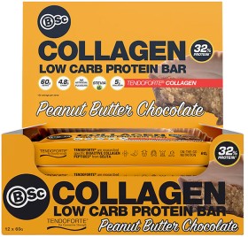 BSc-Body-Science-Low-Carb-Collagen-Protein-Bar-Peanut-Butter-Chocolate-12-x-60g on sale