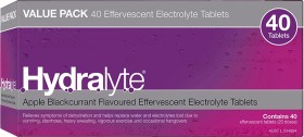 Hydralyte-Effervescent-Electrolyte-Tab-Apple-Blackcurrant-40-Pack on sale