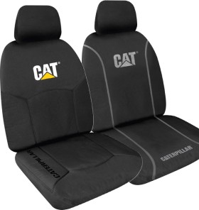 Caterpillar-Canvas-Icon-Seat-Covers-Black-Front on sale