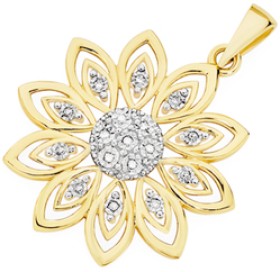9ct-Gold-Diamond-Flower-Pendant on sale