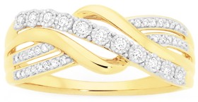 9ct-Gold-Two-Tone-Diamond-Swirl-Crossover-Ring on sale