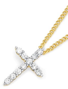 Alora-10ct-Gold-14-Carat-TW-Lab-Grown-Diamond-Cross-Pendant on sale
