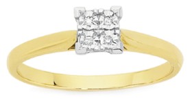 9ct-Gold-Diamond-Square-Shape-Ring on sale