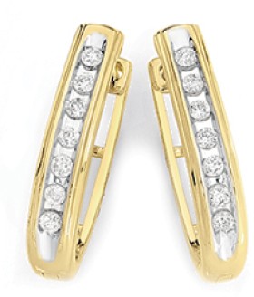 9ct-Gold-Diamond-Nick-Set-Huggie-Earrings on sale