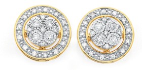 9ct-Gold-Two-Tone-Diamond-Round-Cluster-Stud-Earrings on sale