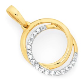 9ct-Gold-Diamond-Double-Circle-Pendant on sale