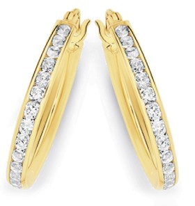 9ct-Gold-15mm-Cubic-Zirconia-Hoop-Earrings on sale