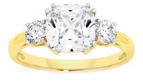 9ct-Gold-Cubic-Zirconia-Trilogy-Ring on sale