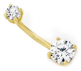 9ct-Gold-Double-Round-Cubic-Zirconia-Belly-Bar on sale